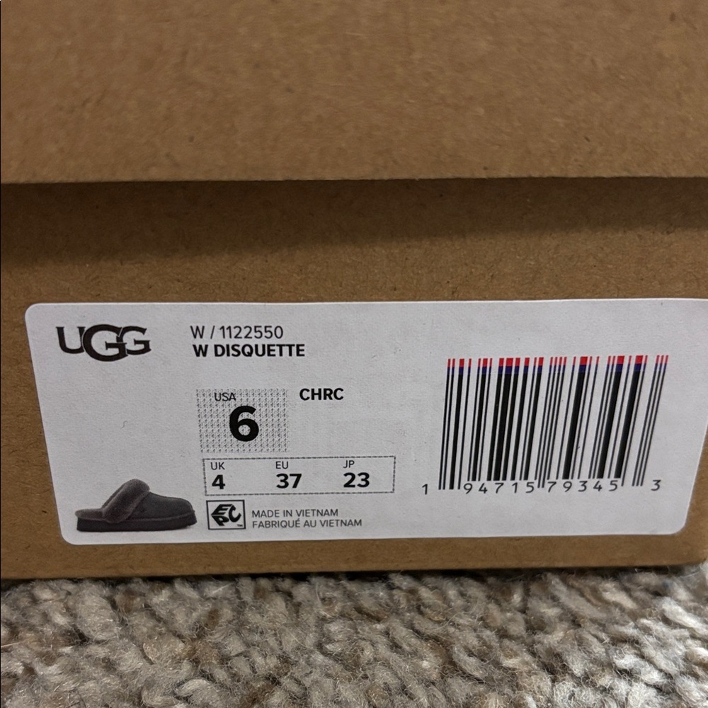 NIB UGG Disquette Charcoal Size 6 - Picture 2 of 11